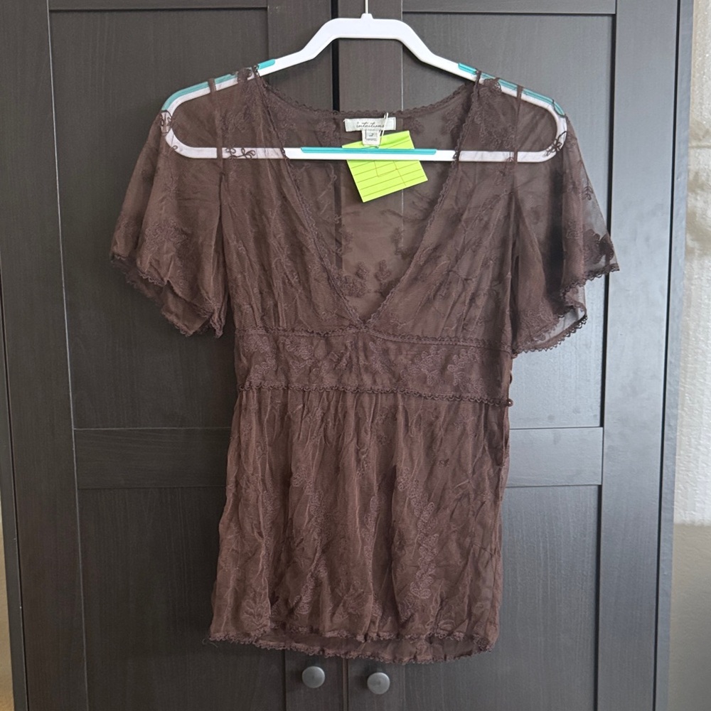 Elegant Brown Lace Top